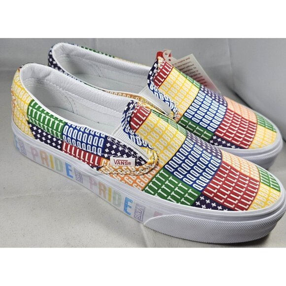 Vans Men\'s Pride  Classic Slip On Multi True White Canvas Shoes Size W 8/M 6.5 main image 5